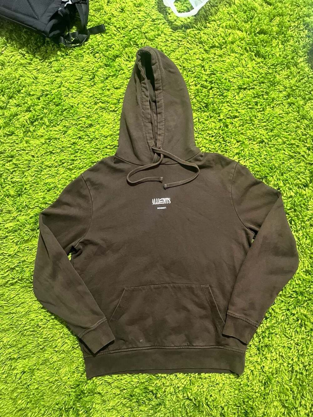 AllSaints London Brown Logo Pullover Hoodie Sweatshirt X-Small